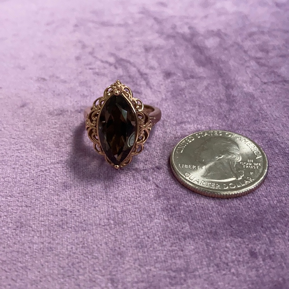 Smoky quartz bronze ring